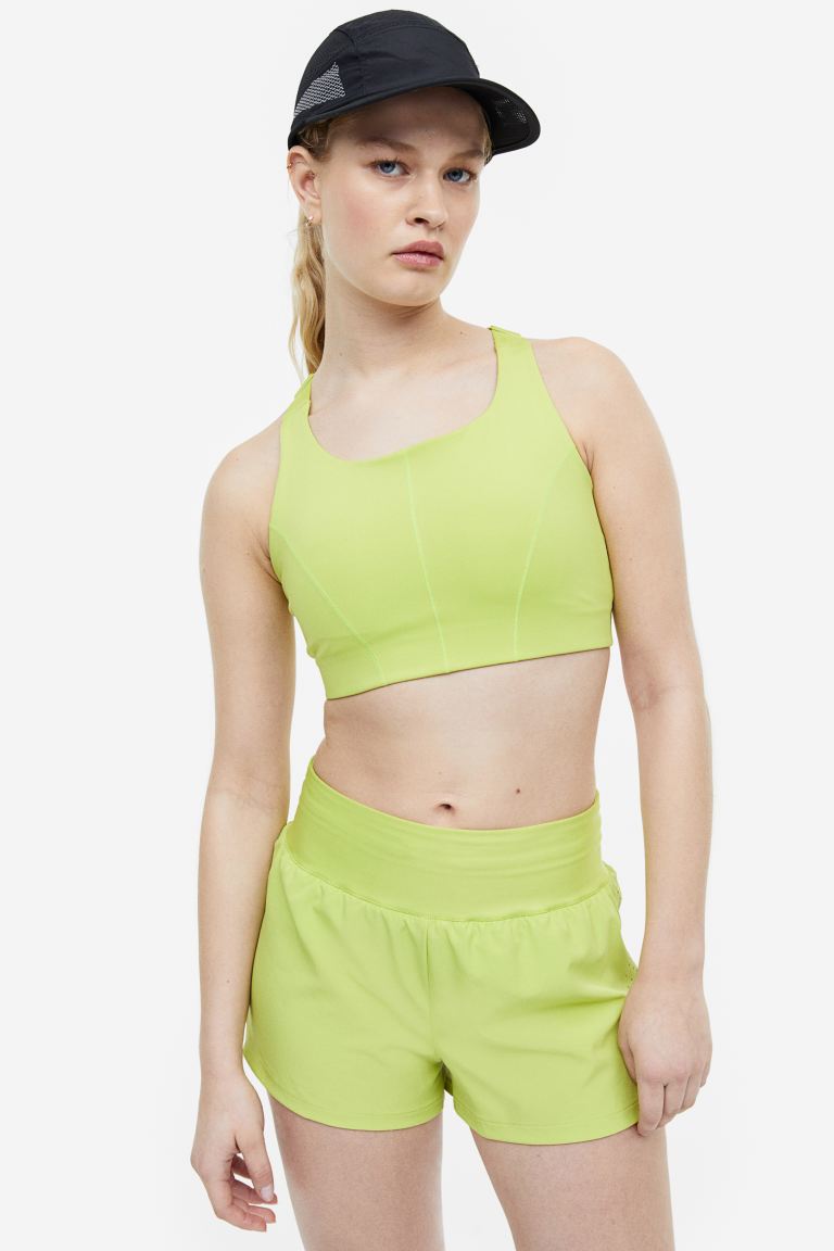 Двойные спортивные шорты DryMove H&M, зеленый лайм