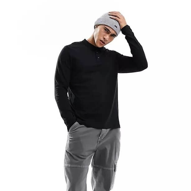 

Поло с длинным рукавом New Look Regular Fit, черный