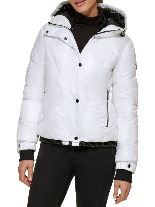 

Пуховик с капюшоном Guess White, Серый
