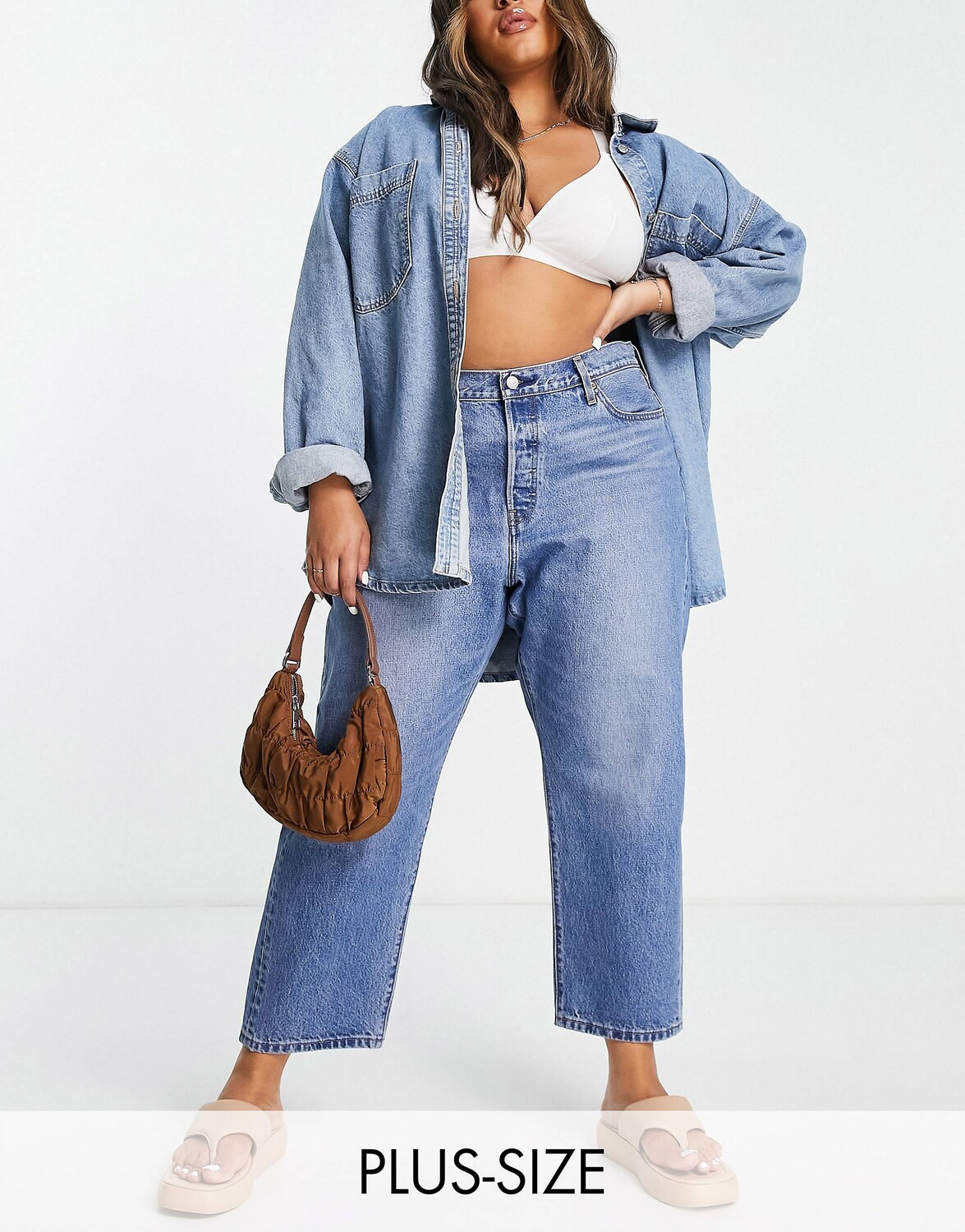 

Укороченные джинсы Levi's Plus 501 цвета индиго