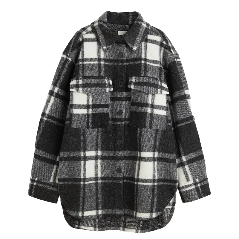 

Куртка рубашка H&M Oversized, черный/клетка