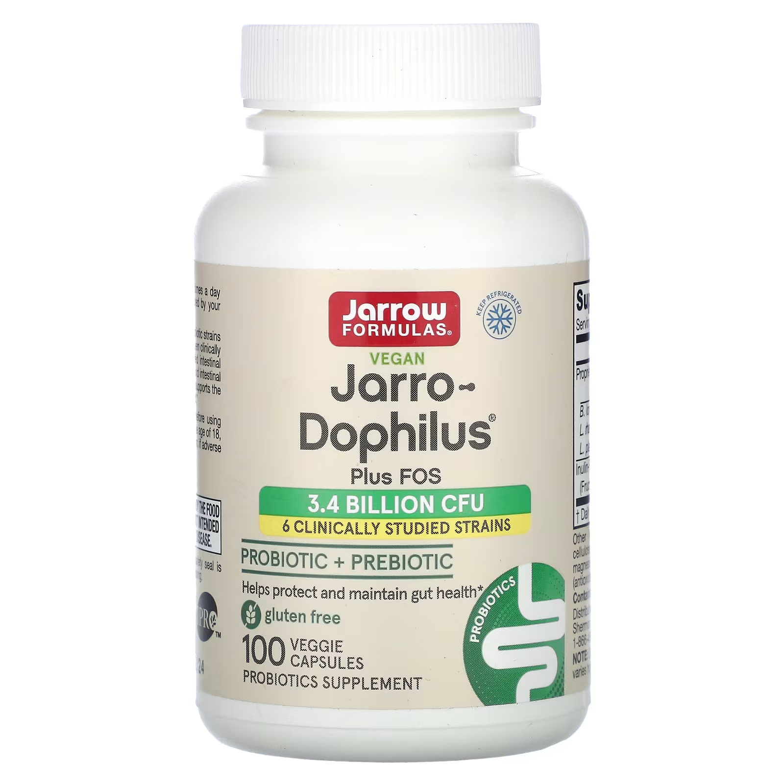Jarrow Formulas Веганский Jarro-Dophilus Plus FOS 100 растительных капсул веганские jarro dophilus plus fos 300 растительных капсул jarrow formulas