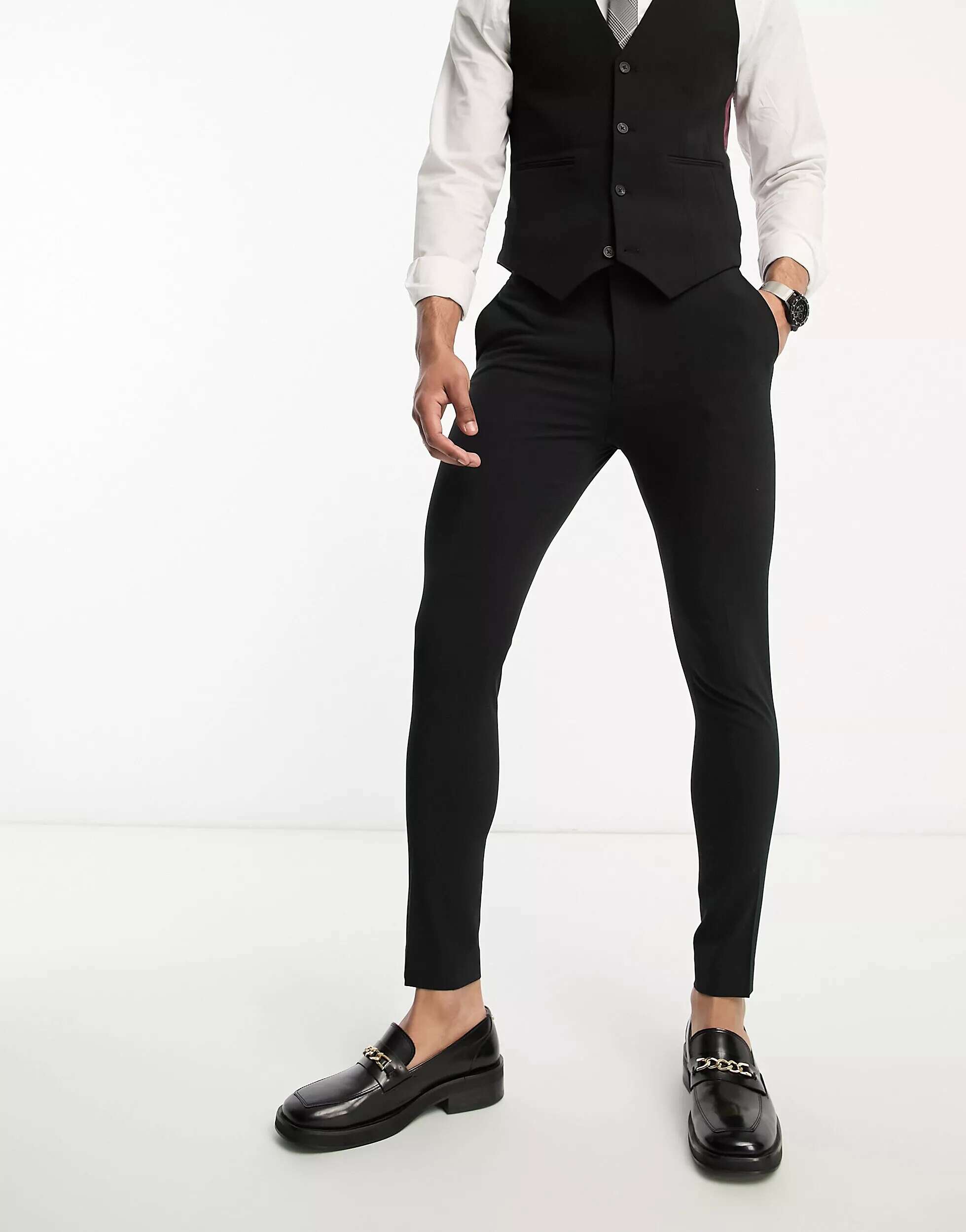 Черные суперузкие костюмные брюки ASOS
