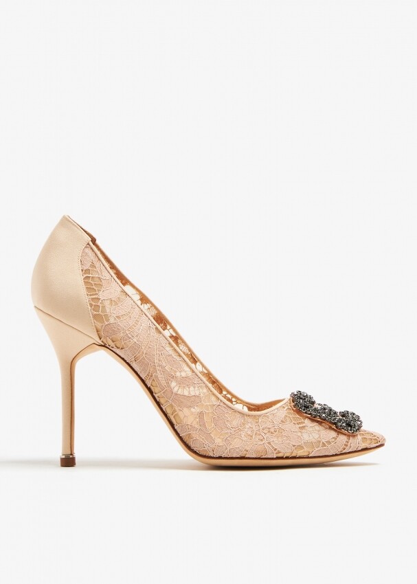 

Туфли Manolo Blahnik Hangisi Lace, бежевый