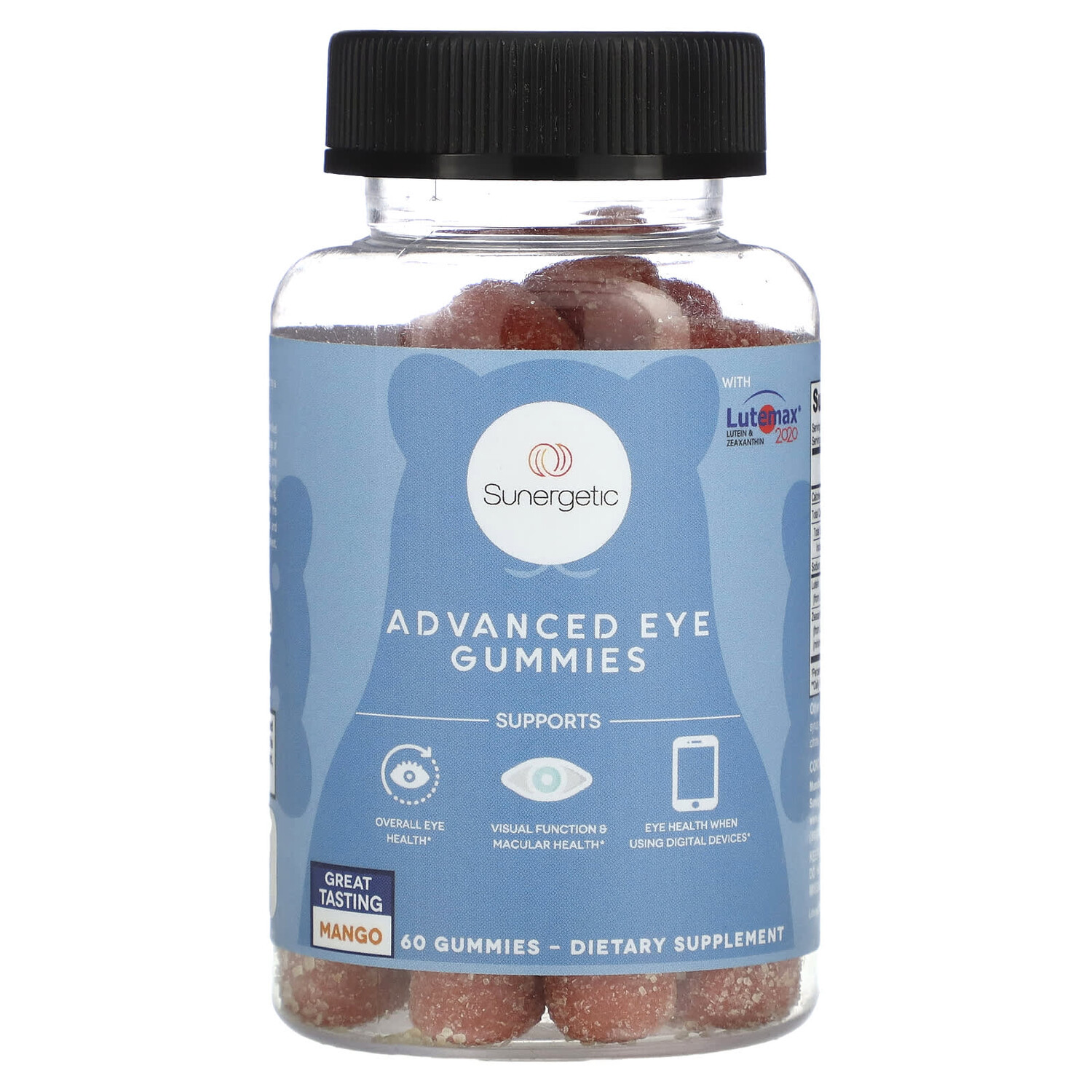 

Advanced Eye Gummies, манго, 60 жевательных таблеток, Sunergetic