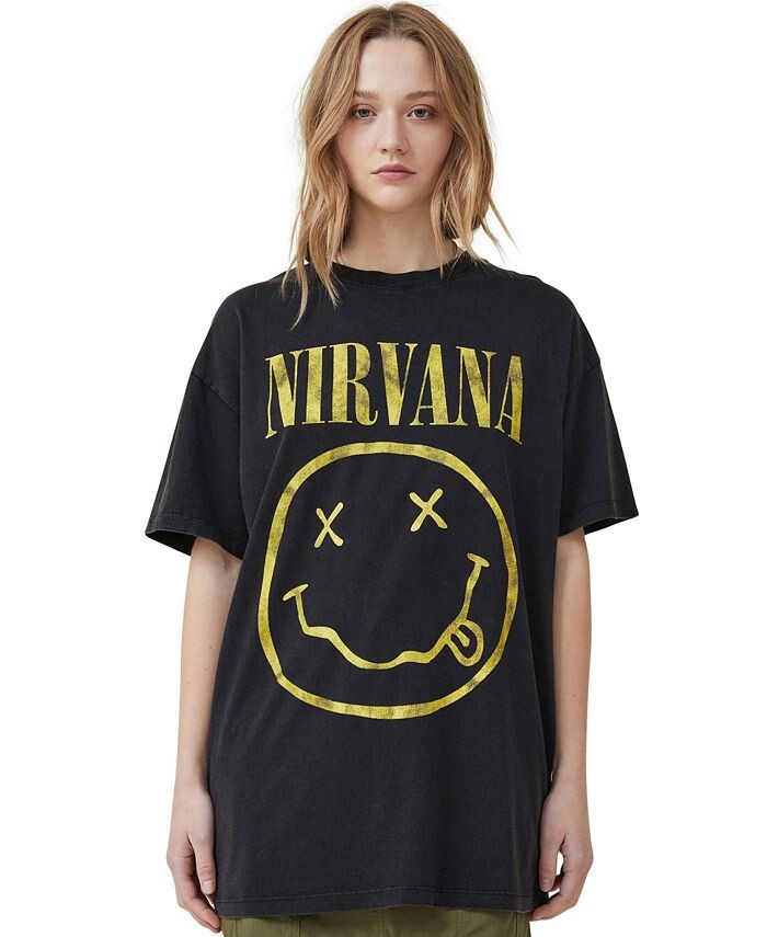 

Женская футболка The Oversized Nirvana COTTON ON, цвет Nirvana Face Logo