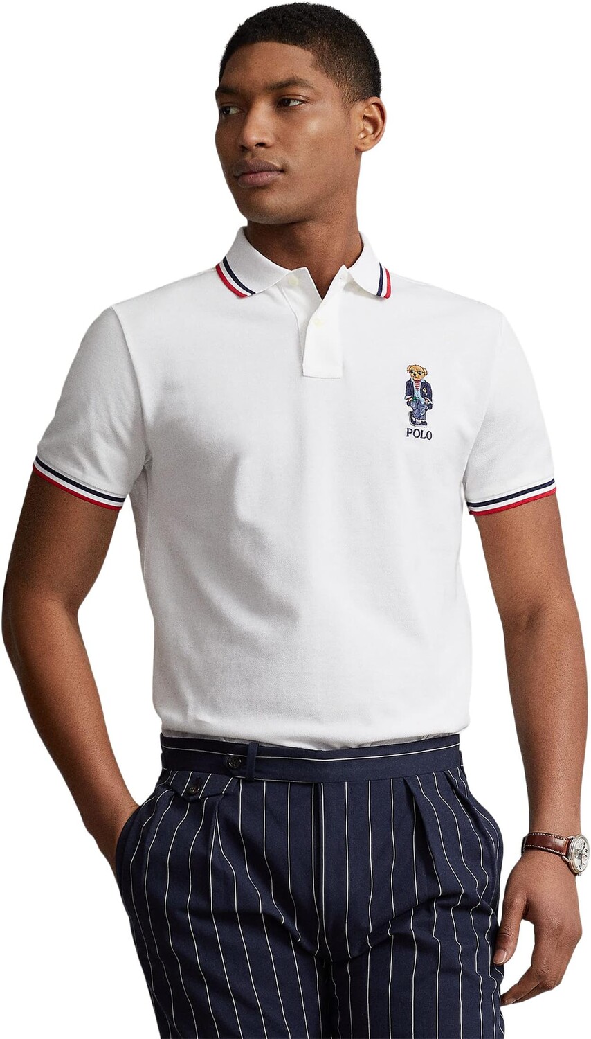 

Рубашка-поло Custom Slim Fit Polo Bear Polo Shirt Polo Ralph Lauren, цвет White Regatta Bear