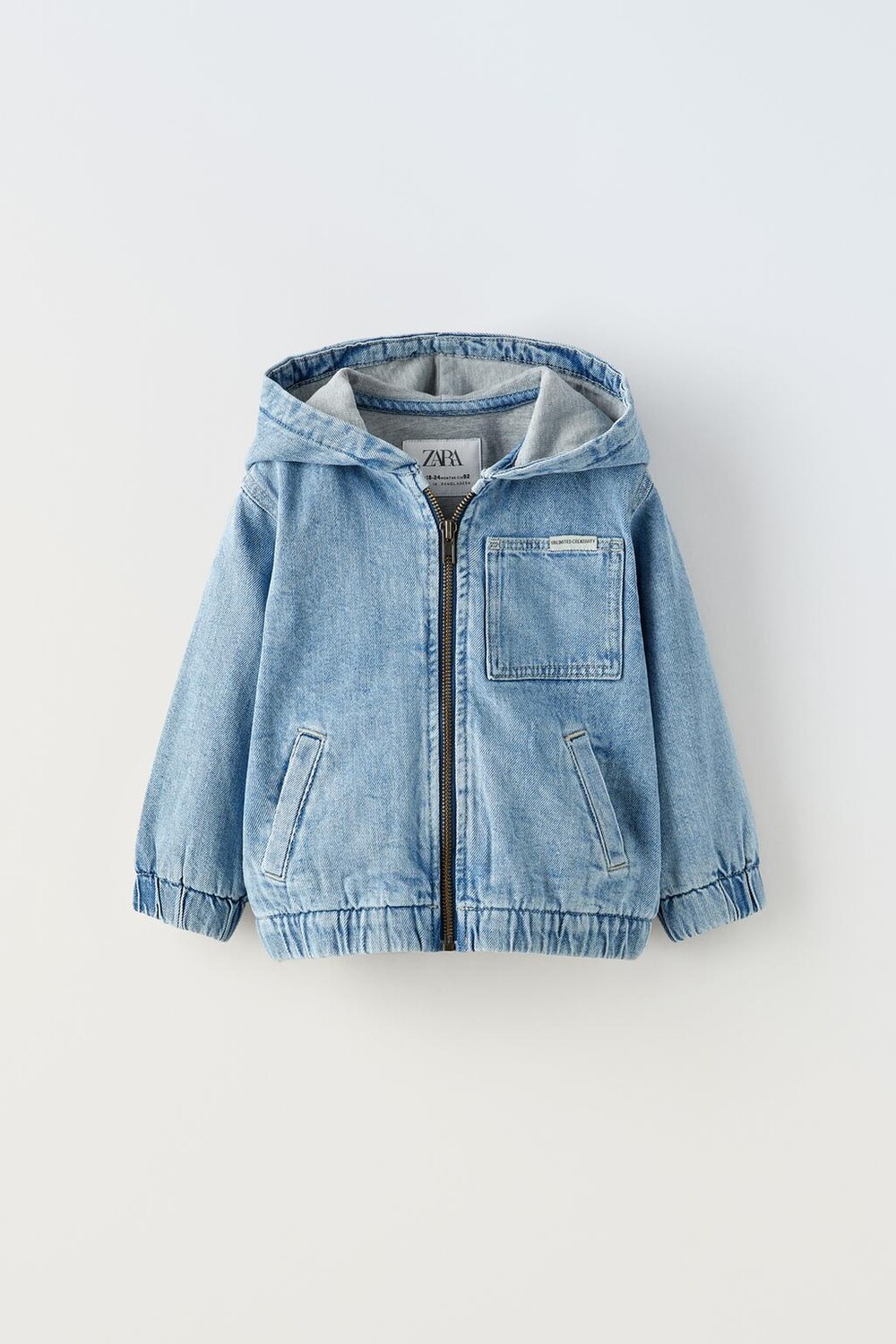 

Джинсовая куртка с капюшоном ZARA, синий