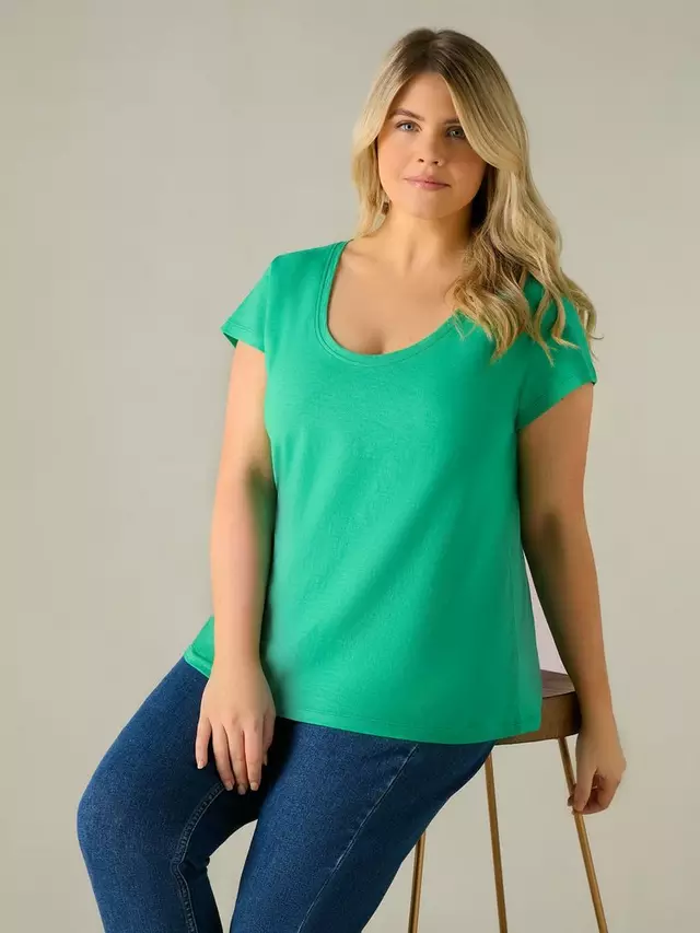 

Футболка Live Unlimited Curve Cotton Slub Scoop Neck, зеленый