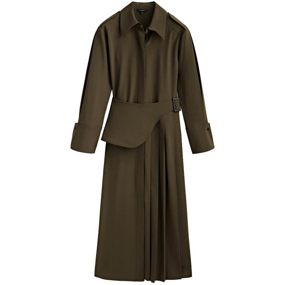 

Платье Massimo Dutti Box Pleat Shirt, хаки