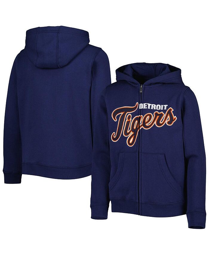 

Темно-синяя флисовая толстовка с молнией во всю длину и надписью Big Boys and Girls Detroit Tigers Outerstuff, синий