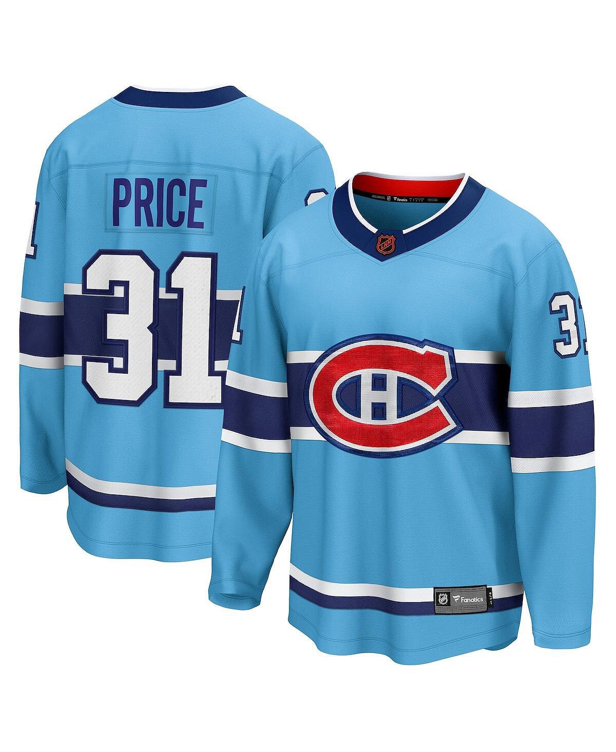 

Мужская фирменная футболка carey price светло-синего цвета montreal canadiens special edition 2.0 breakaway player jersey Fanatics, светло-синий