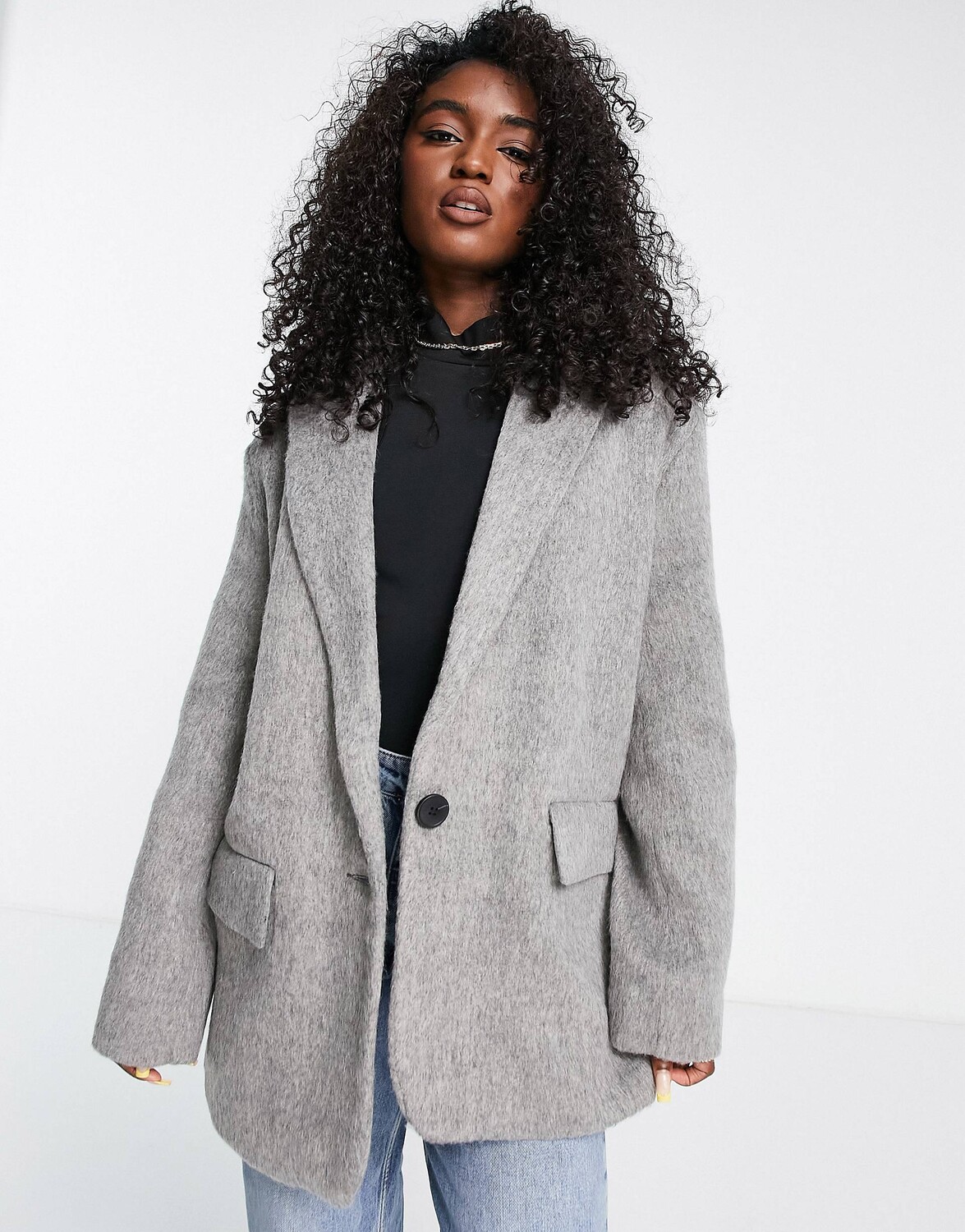 

Серая куртка оверсайз из смесовой шерсти ASOS DESIGN ASOS DESIGN, Серый
