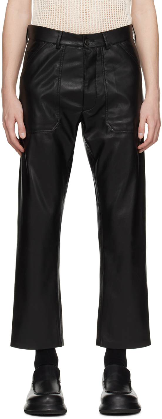 Черные брюки из веганской кожи Jasper Nanushka черные брюки felina из веганской кожи nanushka