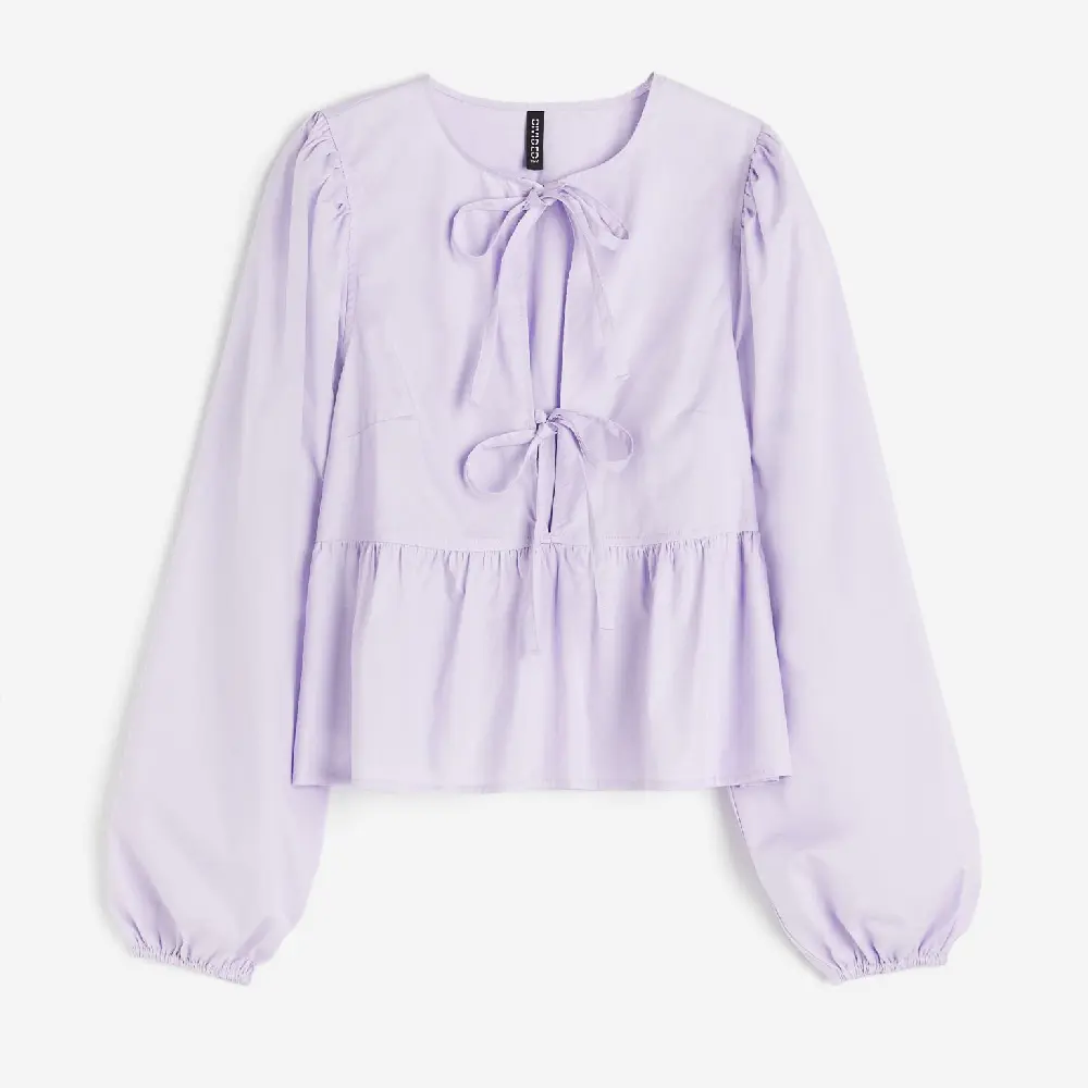 

Блузка H&M Tie-detail Peplum, сиреневый