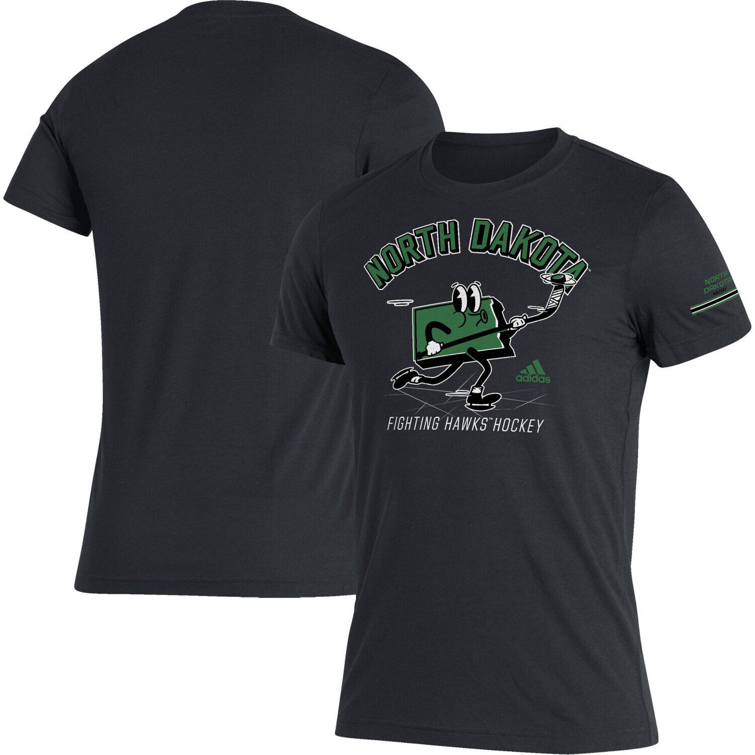 

Мужская черная футболка North Dakota Hockey Tri-Blend adidas, Черный