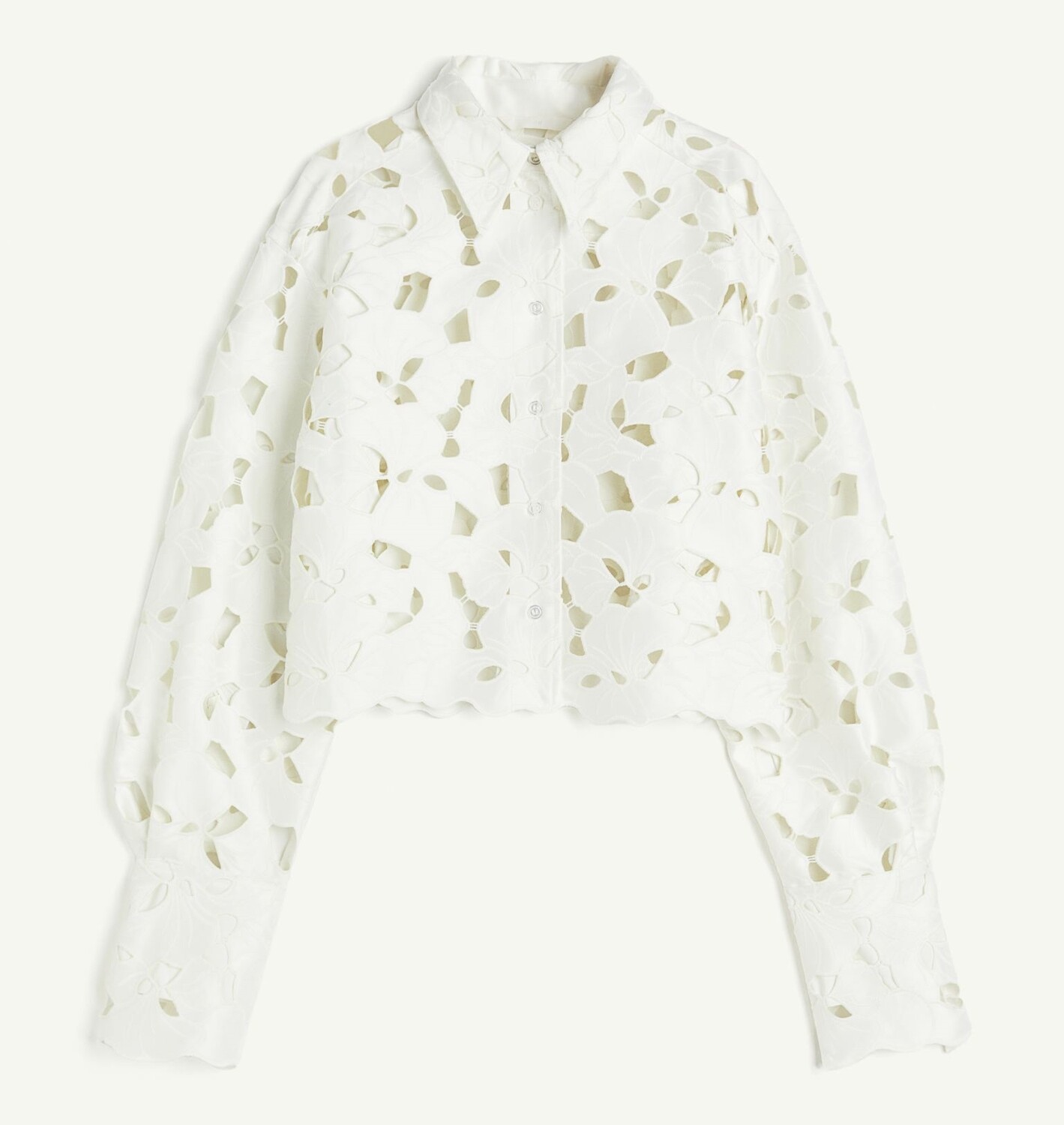 

Рубашка H&M Satin With English Embroidery, белый