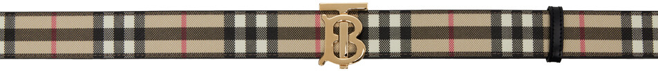 

Бежево-черный двусторонний ремень в клетку Burberry
