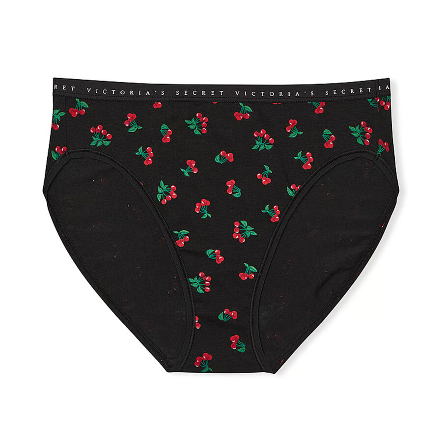 

Трусы Victoria's Secret Stretch Cotton High-Leg Brief Classic, черный/черешня