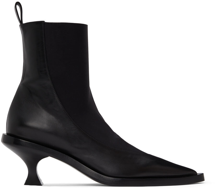 

Черные ботильоны из телячьей кожи Jil Sander, Черный