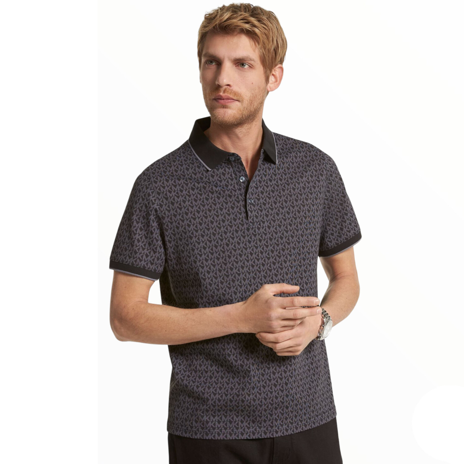 

Рубашка поло Michael Kors Logo Print Cotton Jersey, черный
