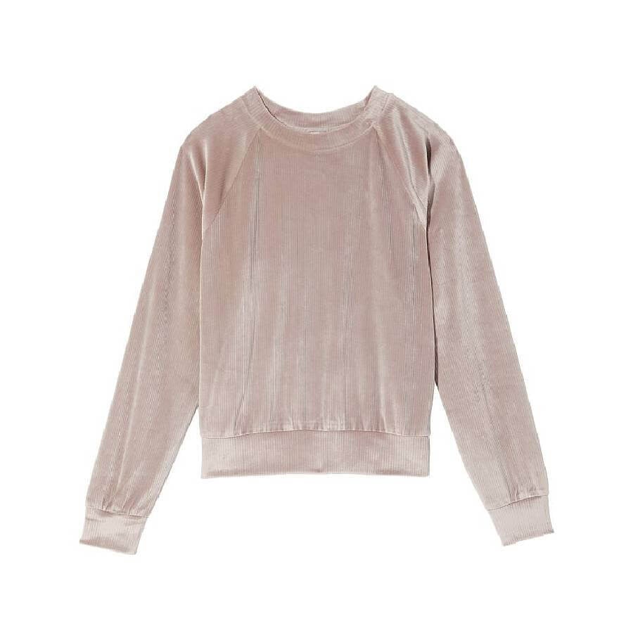 

Полувер Victoria's Secret Velour Ribbed Crewnec, бежевый