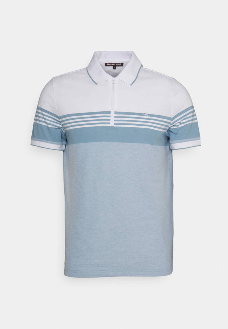 

Поло Michael Kors Stripe Tipped Zip, серо-голубой