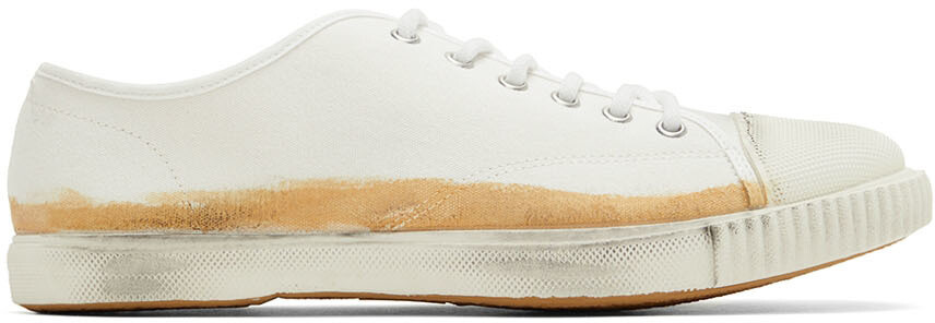 

Белые низкие кеды из плотной ткани Maison Margiela