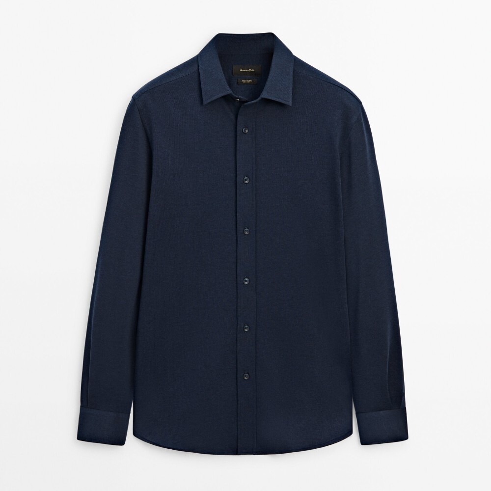 

Рубашка Massimo Dutti Slim Fit Cotton, темно-синий