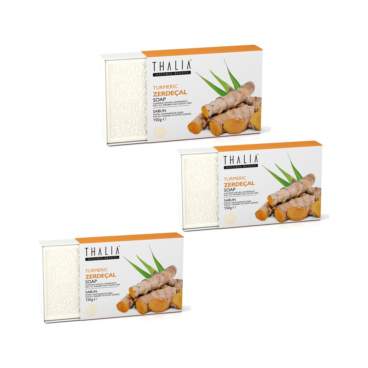 мыло thalia натуральное с экстрактом козьего молока 3 упаковки Натуральное мыло Thalia с куркумой, 3 x 150 г