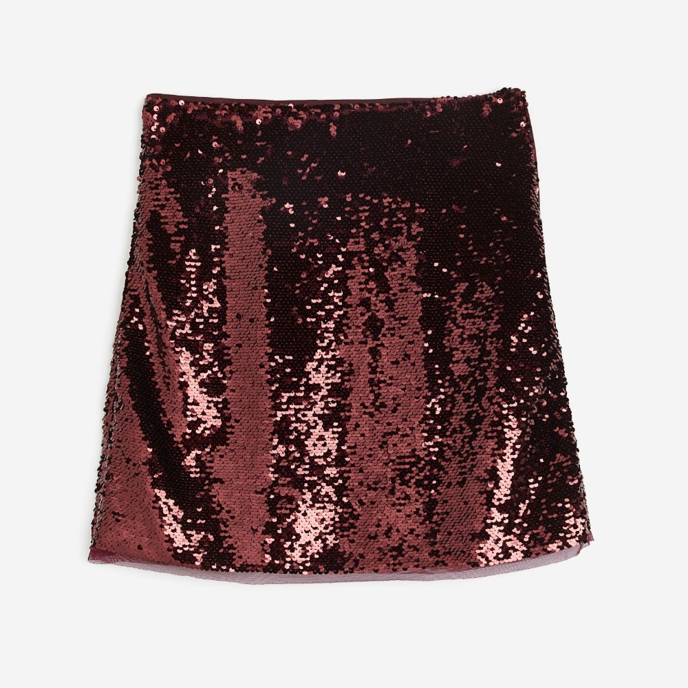Юбка H&M Sequined Mini, темно-красный короткая юбка с пайетками zara белый