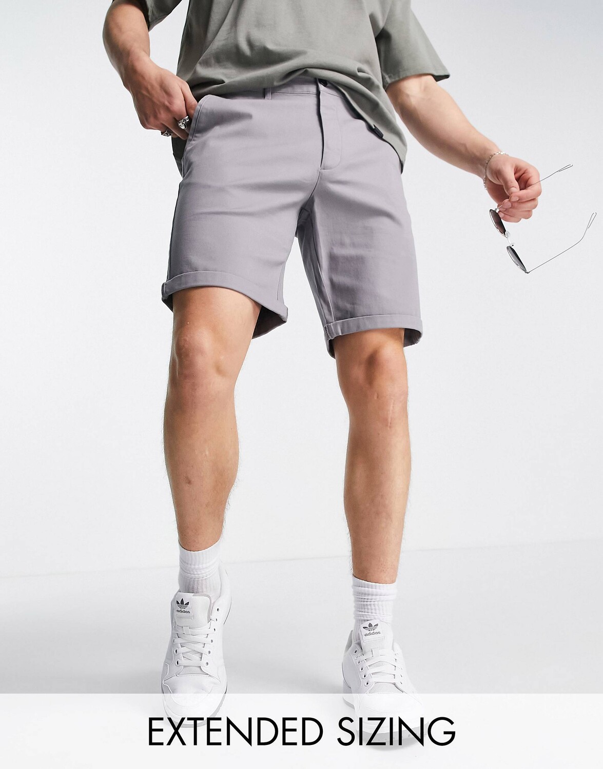 

Светло-серые узкие шорты чинос ASOS DESIGN