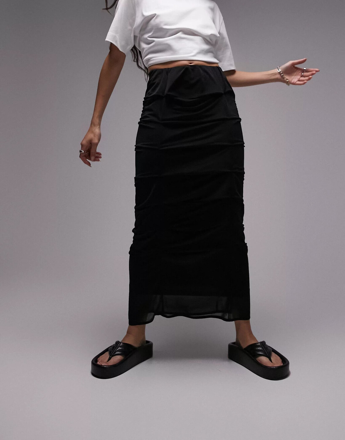 

Юбка Topshop Tuck Midi, черный