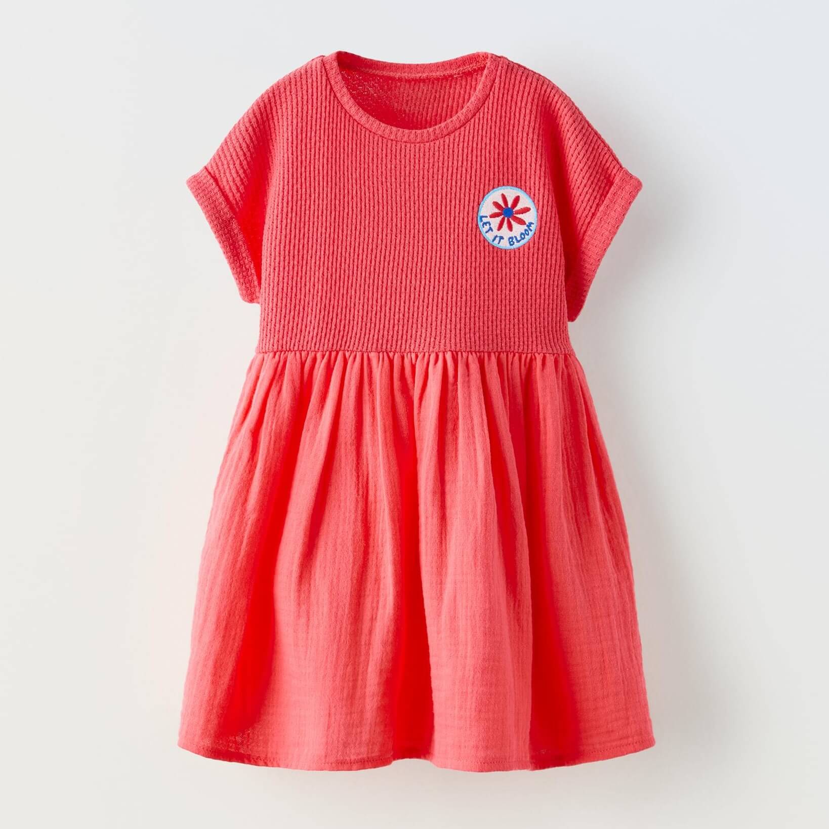 Платье Zara Summer Camp Combined Embroidered, ярко-красный платье zara ярко красное 44 размер