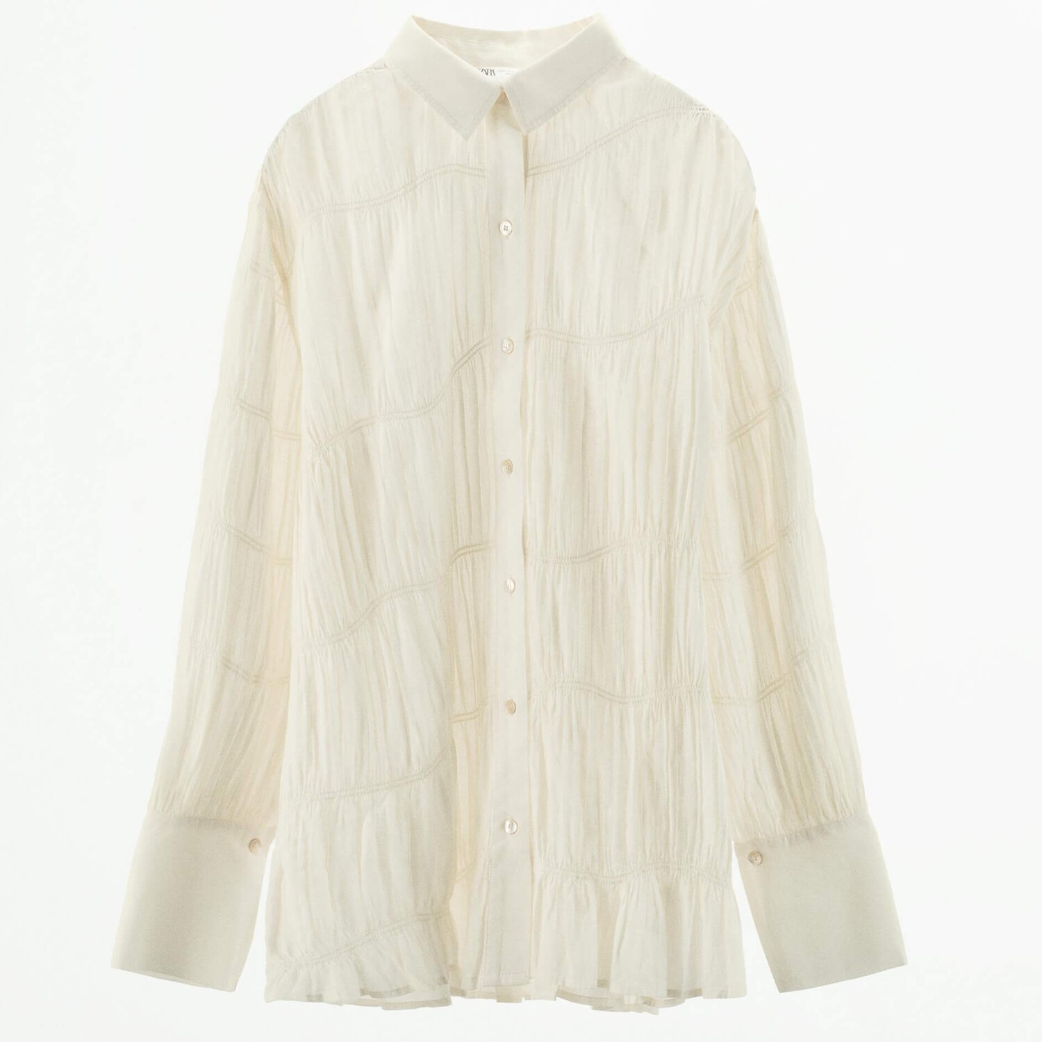 

Рубашка Zara Gathered Cotton, молочный