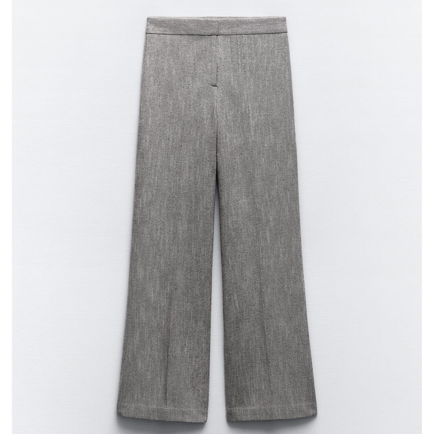 

Брюки Zara Wide-Leg Herringbone, белый/серый