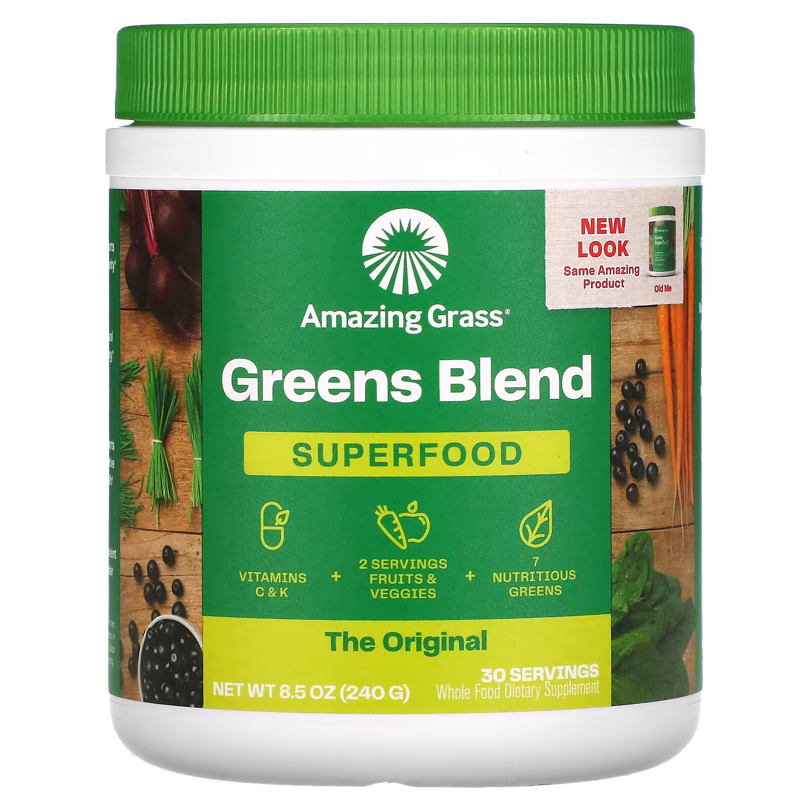 amazing grass антиоксидант green superfood сладкая ягода 210 г 7 4 унции Amazing Grass, Green Superfood, The Original, 240 г (8,5 унции)