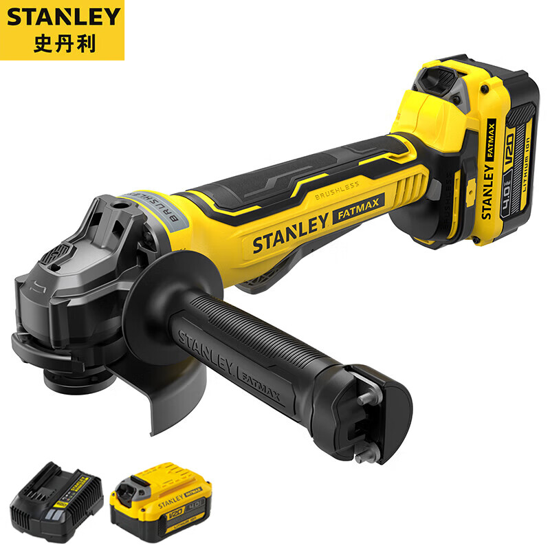 Угловая шлифовальная машина Stanley SBG700-A9, 125 мм + два аккумулятора 4.0Ah, зарядное устройство