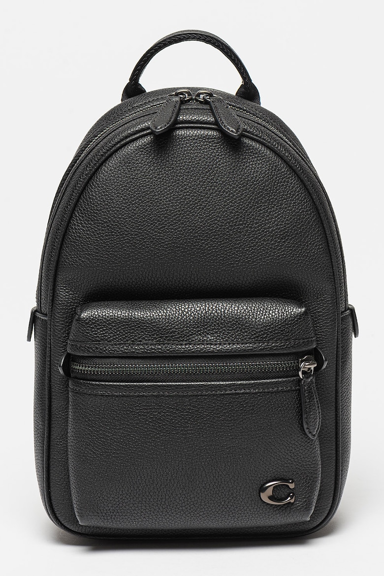 Кожаный рюкзак с логотипом Coach, черный