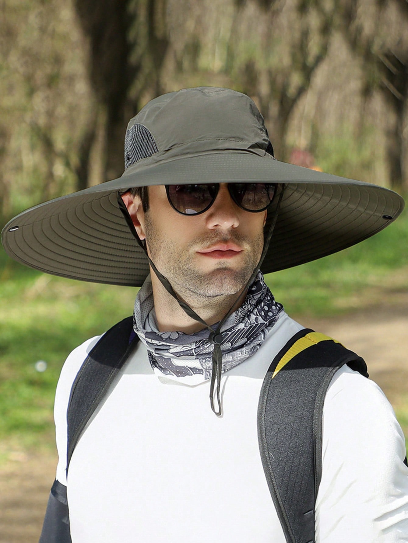 цена 6-дюймовая солнцезащитная шляпа с широкими полями, темно-серый