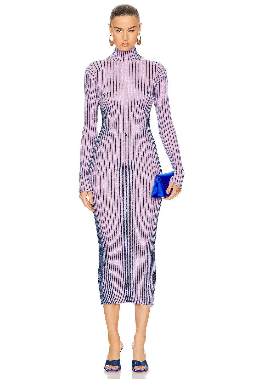 Платье Jean Paul Gaultier Trompe L'Oeil High Neck Long Sleeve, цвет Pink & Blue