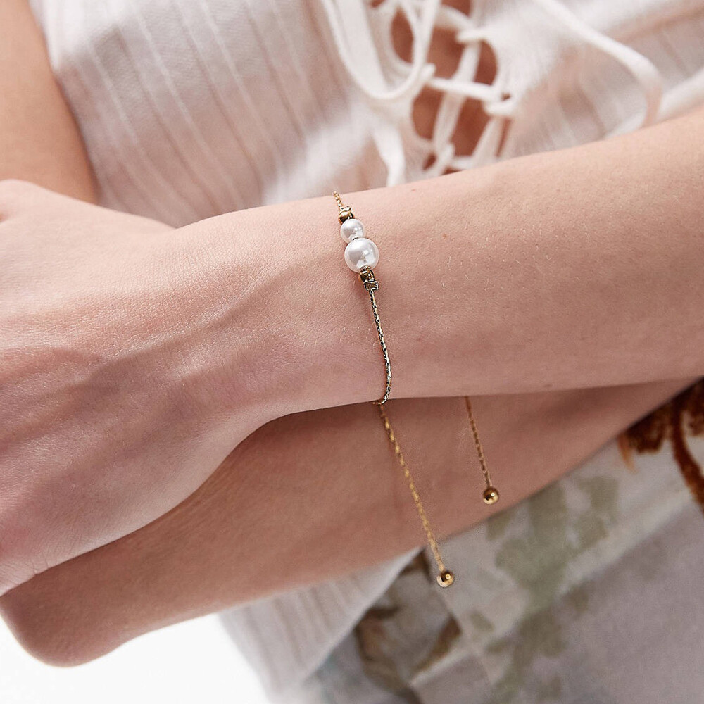 

Браслет Topshop Prin Stainless Steel With Pearls, золотой