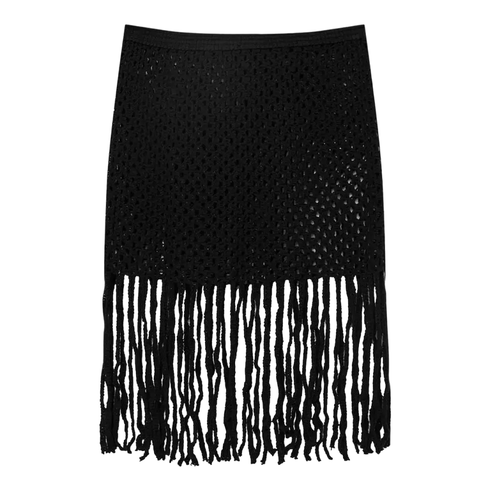 

Юбка Pull&Bear Fringed Mesh Mini, черный
