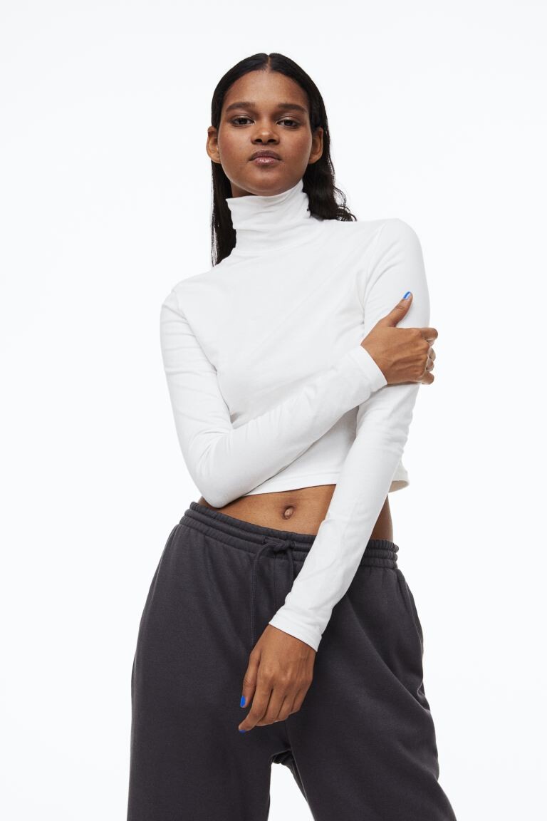 

Топ с высоким воротником H&M, белый