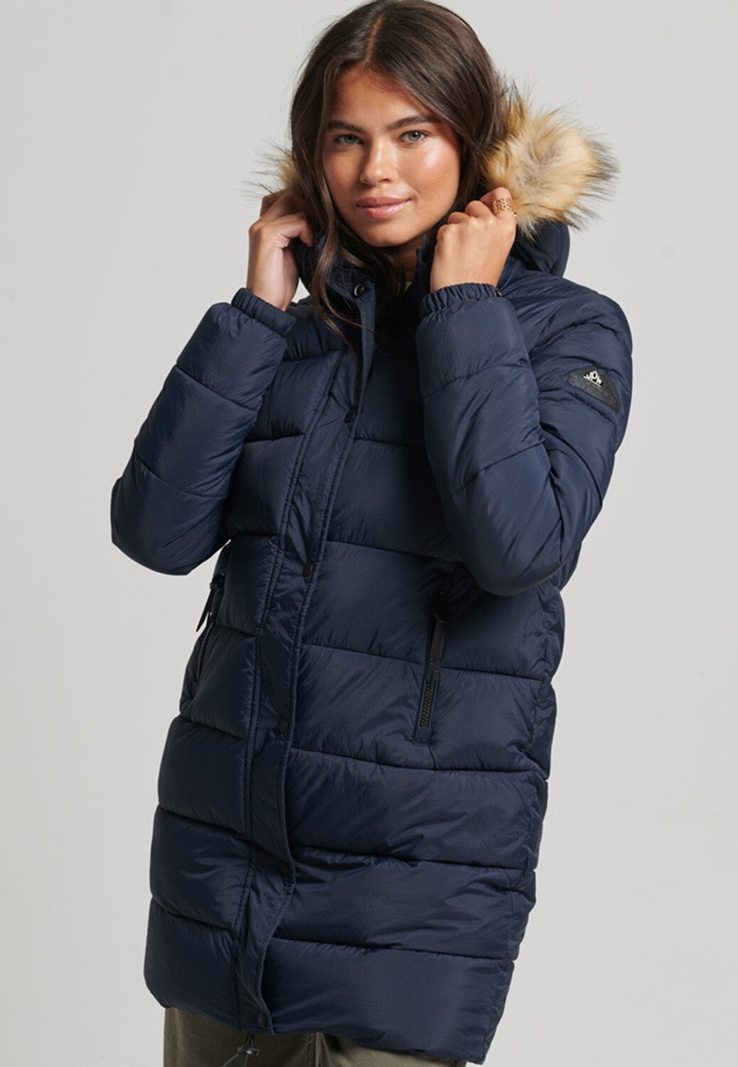 Пальто зимнее Superdry, темно-синий
