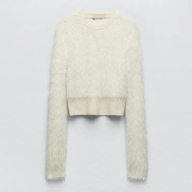 

Свитер Zara Faux Fur, кремовый