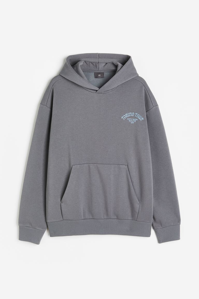 

Толстовка с капюшоном и принтом Relaxed Fit H&M, серый/туринский тур