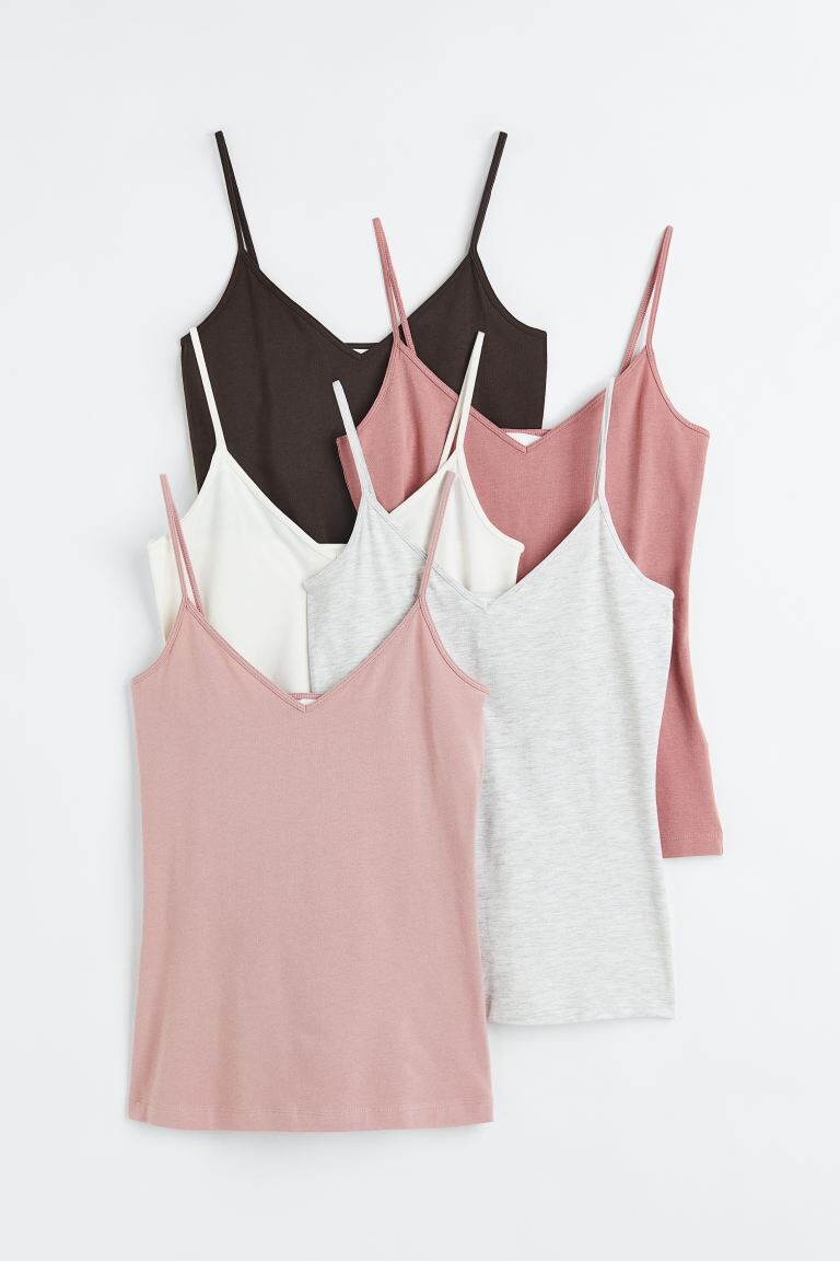

5 комплектов безрукавок H&M, антично-розовый/светло-серый меланж