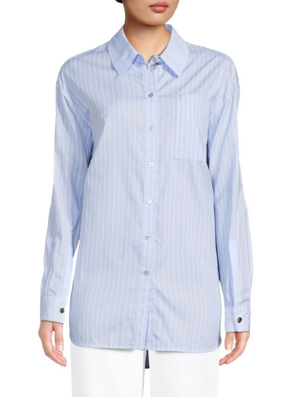 

Рубашка Шелковая в Тонкую Полоску Burberry на пуговицах, pale / blue