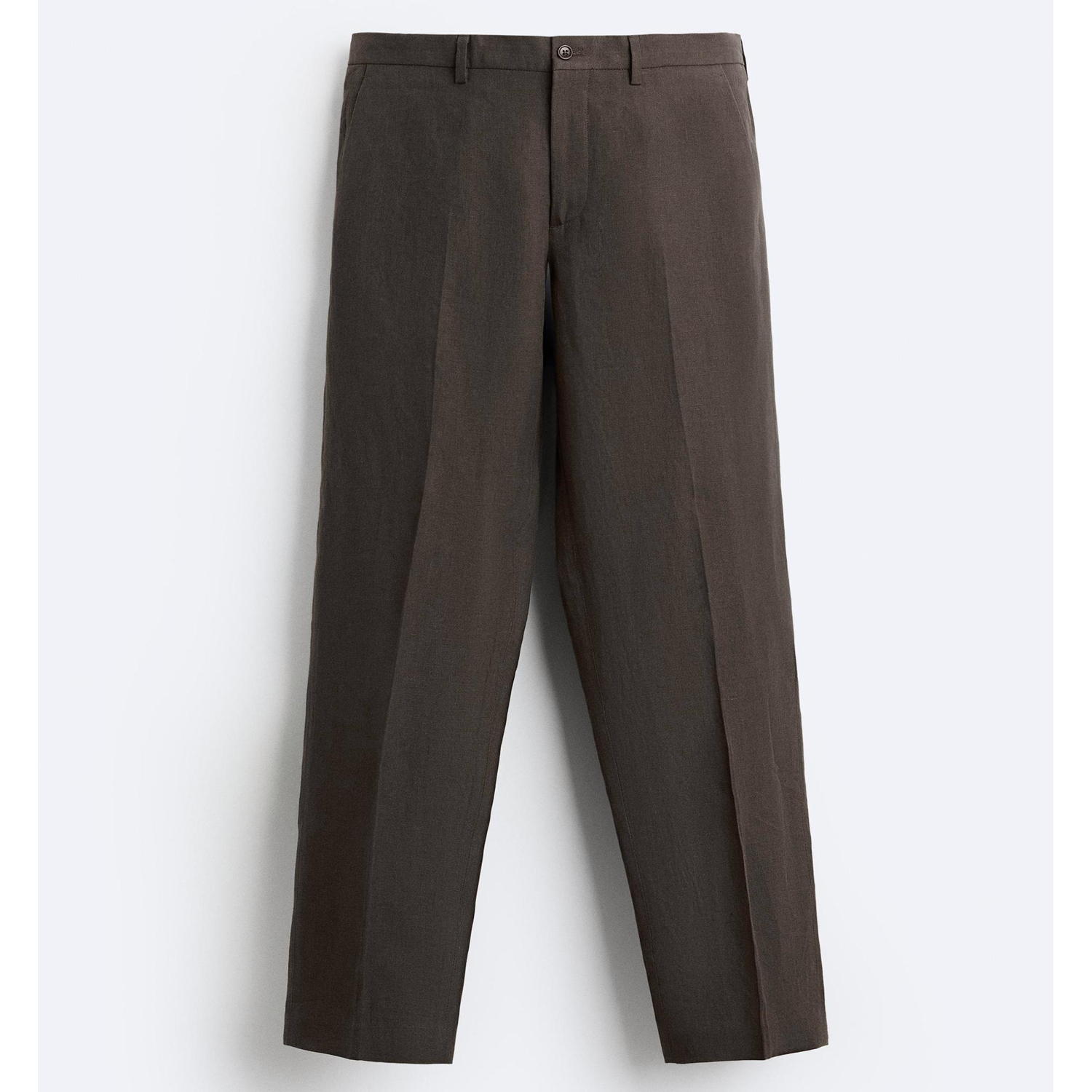 Брюки Zara 100% Linen Suit, коричневый брюки zara jacquard suit черный